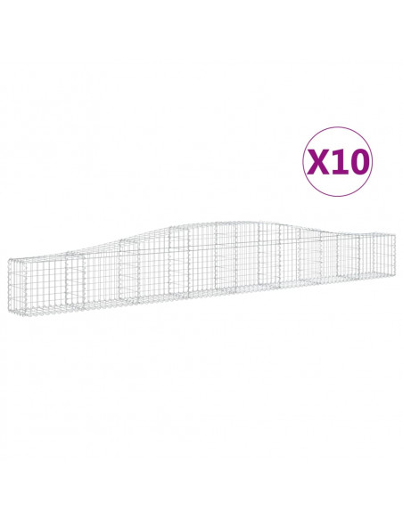 Cesti Gabbioni ad Arco 10 pz 400x30x40/60 cm Ferro Zincato