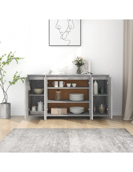 Credenza Grigio Cemento 135x41x75 cm in Truciolato