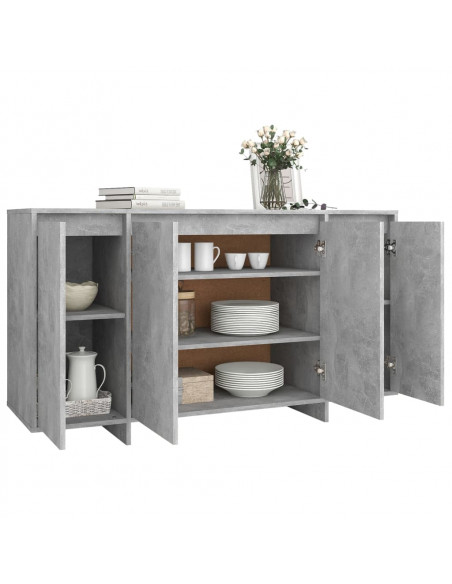 Credenza Grigio Cemento 135x41x75 cm in Truciolato