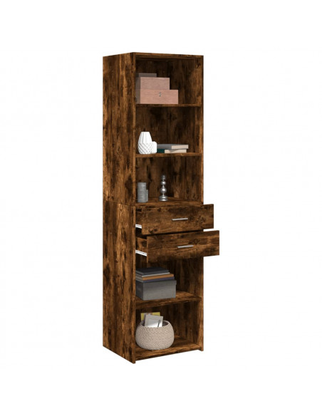 Credenza Rovere Fumo 50x42,5x185 cm in Legno Multistrato