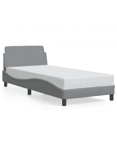 Giroletto con Testiera Grigio Chiaro 90x190 cm in Tessuto