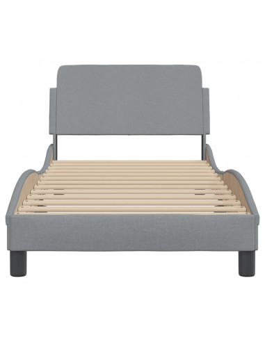 Giroletto con Testiera Grigio Chiaro 90x190 cm in Tessuto