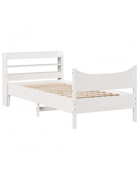 Giroletto con Testiera Bianco 75x190 cm Legno Massello di Pino