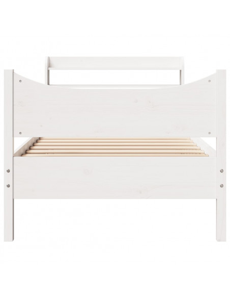 Giroletto con Testiera Bianco 75x190 cm Legno Massello di Pino