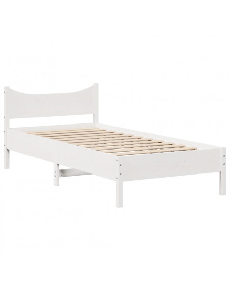 Giroletto con Testiera Bianco 75x190 cm Legno Massello di Pino