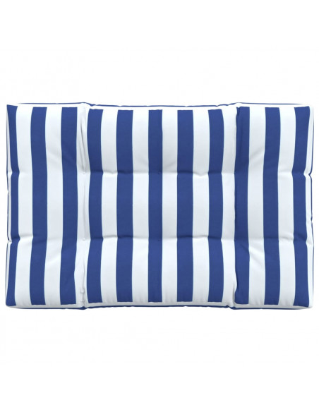 Cuscino per Pallet Strisce Bianche e Blu 120x80x12cm in Tessuto