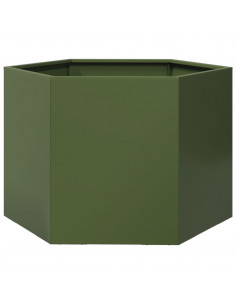 Fioriera da Giardino Verde Oliva Esagono 69x60x45 cm in Acciaio 2