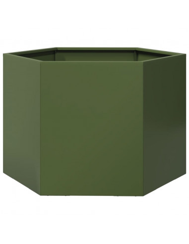 Fioriera da Giardino Verde Oliva Esagono 69x60x45 cm in Acciaio