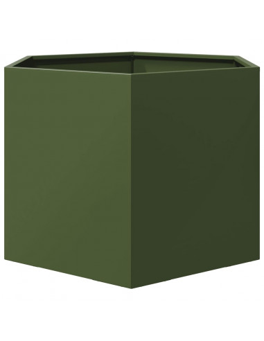 Fioriera da Giardino Verde Oliva Esagono 69x60x45 cm in Acciaio