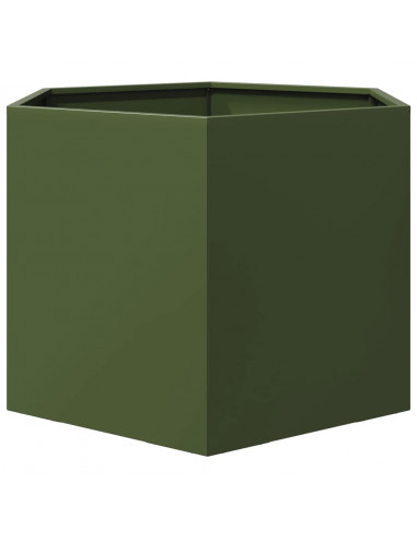 Fioriera da Giardino Verde Oliva Esagono 69x60x45 cm in Acciaio
