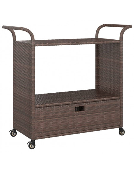 Carrello da Bar con Cassetto Marrone 100x45x97 cm in Polyrattan