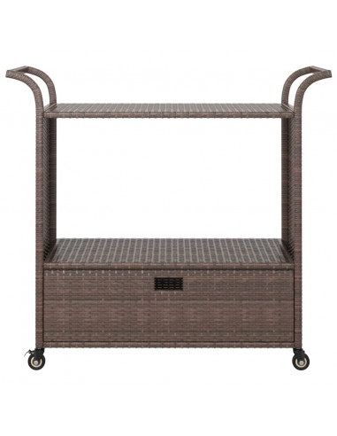Carrello da Bar con Cassetto Marrone 100x45x97 cm in Polyrattan