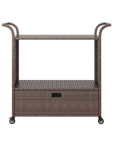 Carrello da Bar con Cassetto Marrone 100x45x97 cm in Polyrattan