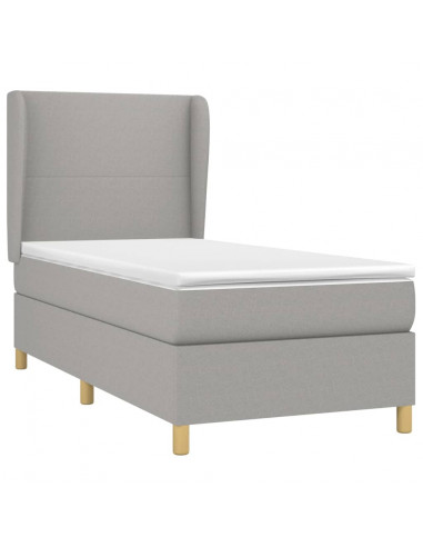 Giroletto a Molle con Materasso Grigio Chiaro100x200 cm Tessuto