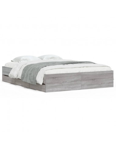 Giroletto Cassetti Grigio Sonoma 140x200 cm Legno Multistrato