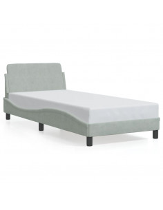 Giroletto con Testiera Grigio Chiaro 80x200 cm in Velluto 2
