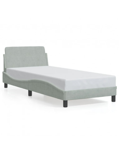 Giroletto con Testiera Grigio Chiaro 80x200 cm in Velluto