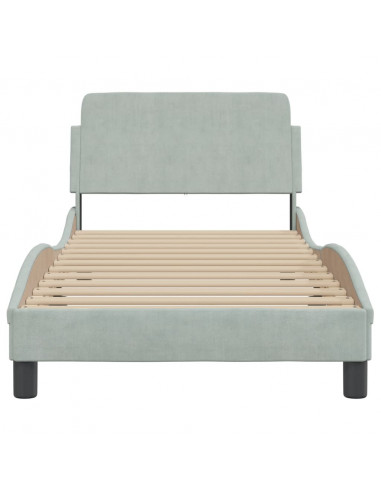 Giroletto con Testiera Grigio Chiaro 80x200 cm in Velluto