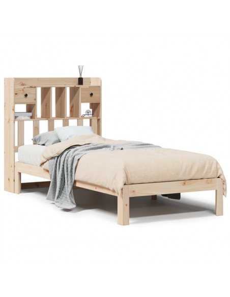 Giroletto con Libreria senza Materasso 75x190 cm in Legno Pino