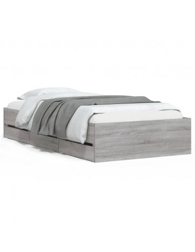 Giroletto Cassetti Grigio Sonoma 90x200 cm Legno Multistrato