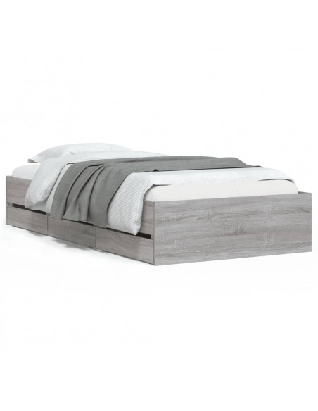 Giroletto Cassetti Grigio Sonoma 90x200 cm Legno Multistrato