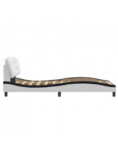 Giroletto con Luci LED Bianco e Nero 90x190 cm in Similpelle