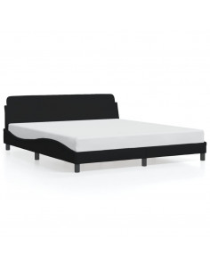 Giroletto con Testiera Nero 160x200 cm in Tessuto 2