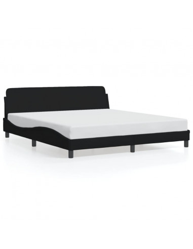 Giroletto con Testiera Nero 160x200 cm in Tessuto