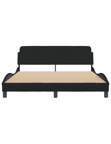 Giroletto con Testiera Nero 160x200 cm in Tessuto