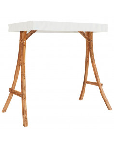 Altalena con Tetto Crema Legno Massello Ricurvo Finitura in Teak 2