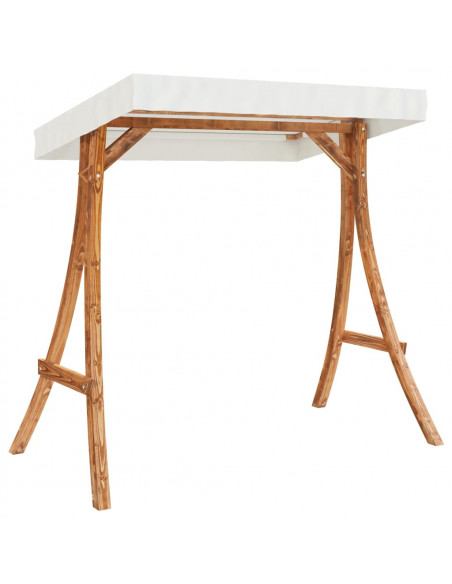 Altalena con Tetto Crema Legno Massello Ricurvo Finitura in Teak