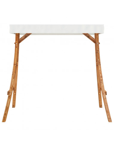 Altalena con Tetto Crema Legno Massello Ricurvo Finitura in Teak