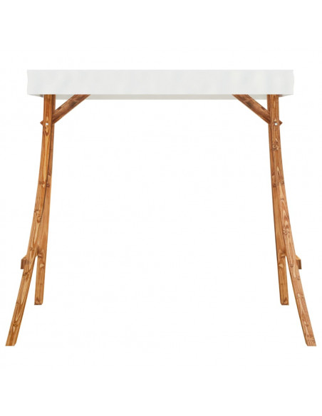 Altalena con Tetto Crema Legno Massello Ricurvo Finitura in Teak