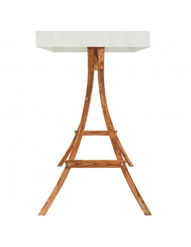 Altalena con Tetto Crema Legno Massello Ricurvo Finitura in Teak