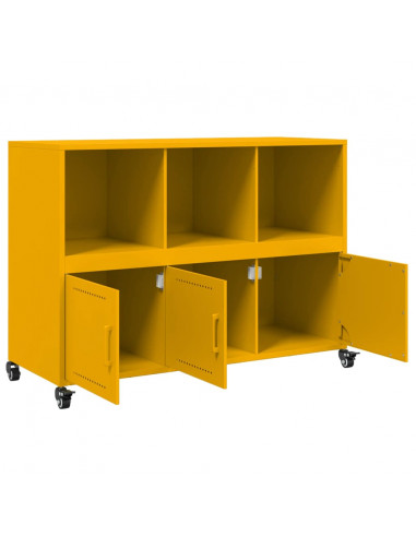 Credenza Giallo Senape 100,5x39x72 cm Acciaio Laminato a Freddo