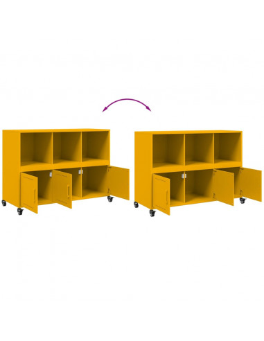 Credenza Giallo Senape 100,5x39x72 cm Acciaio Laminato a Freddo