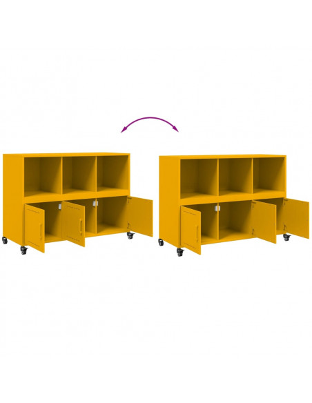 Credenza Giallo Senape 100,5x39x72 cm Acciaio Laminato a Freddo