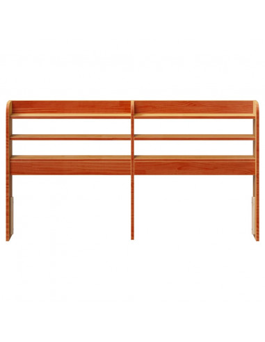 Testiera con Ripiani Marrone Cera 140 cm Legno Massello di Pino