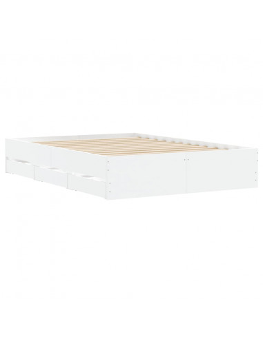 Giroletto con Cassetti Bianco 135x190 cm in Legno Multistrato