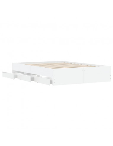 Giroletto con Cassetti Bianco 135x190 cm in Legno Multistrato