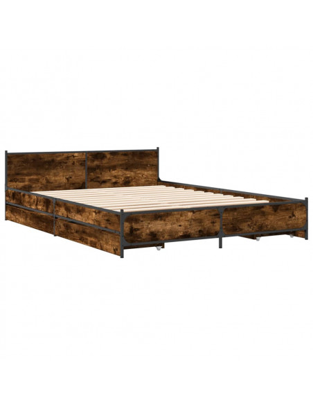 Giroletto con Cassetti Rovere Fumo 120x200 cm Legno Multistrato