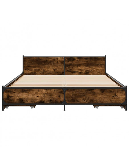 Giroletto con Cassetti Rovere Fumo 120x200 cm Legno Multistrato