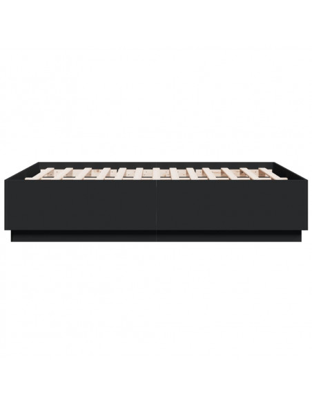 Giroletto con Luci LED Nero 135x190 cm in Legno Multistrato