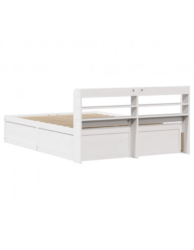 Giroletto con Testiera Bianco 135x190 cm Legno Massello di Pino