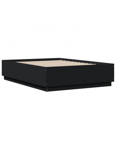 Giroletto con Luci LED Nero 135x190 cm in Legno Multistrato