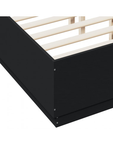 Giroletto con Luci LED Nero 135x190 cm in Legno Multistrato