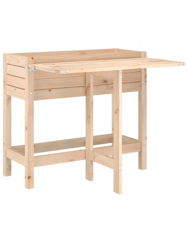 Fioriera da Giardino con Piano Pieghevole Legno Massello Pino