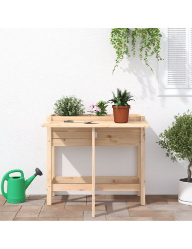 Fioriera da Giardino con Piano Pieghevole Legno Massello Pino