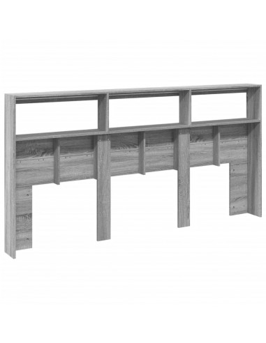 Testiera con Contenitore a LED Grigio Sonoma 200x17x102 cm