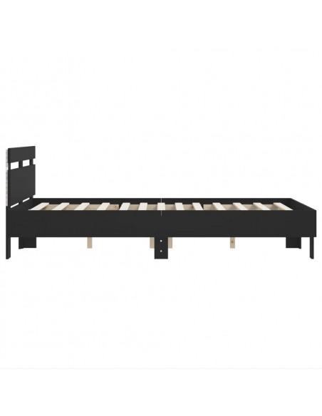 Giroletto con Testiera e LED Nero 135x190 cm